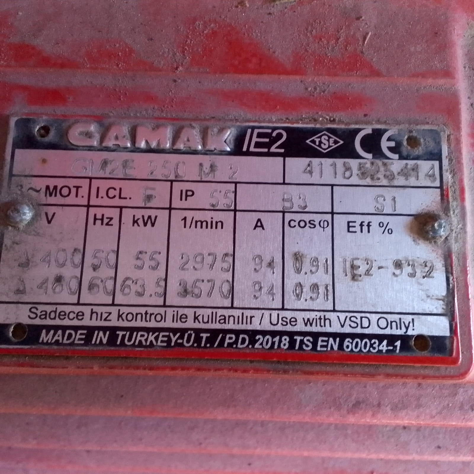 55 kW Elektrik Motorlu 80-250 Santrafüj Pompalı 240 m3/h Kapasiteli Yangın Söndürme Sprinkler Sistemi